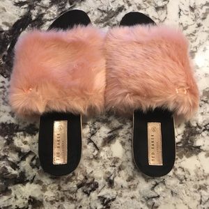 Ted Baker Fuzzy slide on sandals size ten